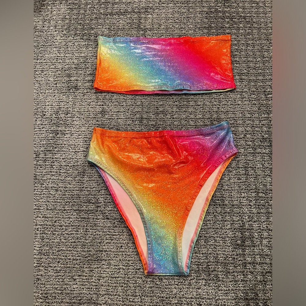 Lime Blonde 2 piece sparkle rainbow set